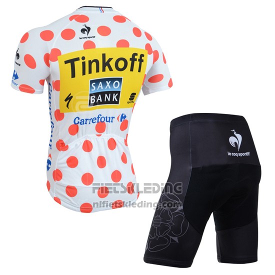 2014 Fietskleding Tour de France Saxobank Lider Wit en Rood Korte Mouwen en Koersbroek